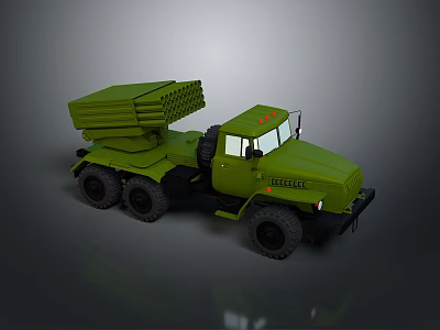 Green Military Tank With Rocket Launching Equipment 3d model