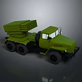 Green Military Tank With Rocket Launching Equipment
