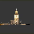 Detailed Traditional Church Building With Steeple Cross And Surrounding Graveyard Layout