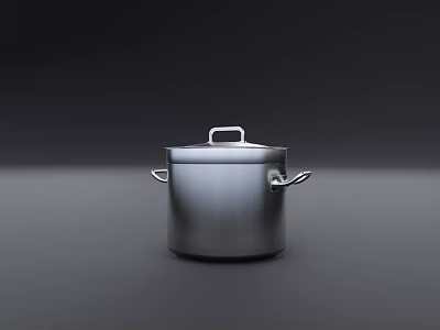 Durable Stainless Steel Kitchen Cookware Pot With Lid And Double Handles For Cooking 3d model