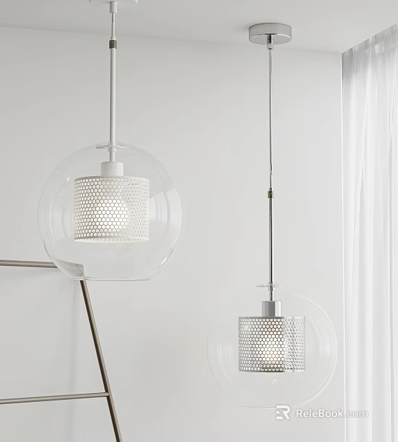 Modern Transparent Glass Pendant Lights With Perforated Design For Home Interior 3d model 