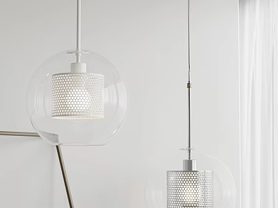 Modern Transparent Glass Pendant Lights With Perforated Design For Home Interior 3d model