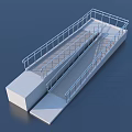 Concrete Platform Structure With Metal Railing And Accessible Ramp Design 3d model