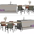 Modern Dining Table Set with Stylish Chairs and Decorative Side Cabinet Design 3d model