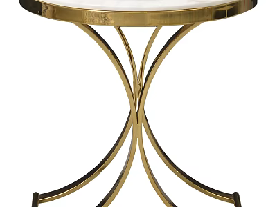 Elegant Modern Accent Table With White Marble Top And Curved Gold Metal Frame 3d model