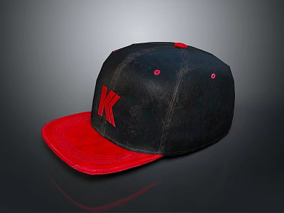 Black Cap With Red Brim And Red K Letter Design For Daily Use 3d model
