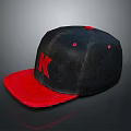 Black Cap With Red Brim And Red K Letter Design For Daily Use