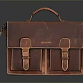 Practical Brown Leather Briefcase With Handle And Buckles For Daily Life 3d model