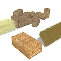 Natural Straw Bales and Hay Bundles with Woven Mat for Decoration