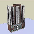 Modern High Rise Building Exterior With Regular Window Layout And Brown White Facade