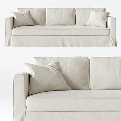 Beige Upholstered Sectional Sofa With Soft Cushions For Modern Living Room Interior 3d model