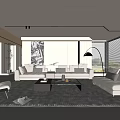 Modern Living Room Interior With Sectional Sofa Coffee Table Area Rug And Floor Lamp