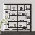 Modern Minimalist Shelving Unit for Home Decor Display with Vases Bowls Books and Ceramic Pieces