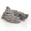 Modern Scene Featuring Gray Rocks With Rough Surface And Irregular Shape On White Background 3d model