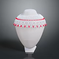 Elegant White Lace Collar Accessory With Red Bead Embellishments On Mannequin