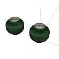 Two Green Ceramic Vessels With Striped Texture On White Background 3d model