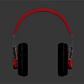 Over Ear Headphones With Red Headband And Black Ear Cups Modern Design High Quality Sound