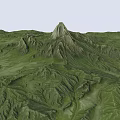 Natural Garden Landscape With Green Meadow Winding Path Mountain Peak And Rolling Hills