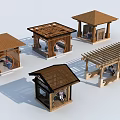 Various Styles Of Wooden Gazebos With Unique Roof Designs And Seating Areas