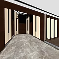 Modern Elevator Hallway Interior With Marble Floor Wooden Panels And Light Walls