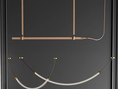 Elegant Modern Pendant Light With Curved Brass Metal Frame For Interior Decor 3d model