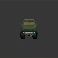 Green Military Style Truck With Multiple Wheels And Metallic Body Design