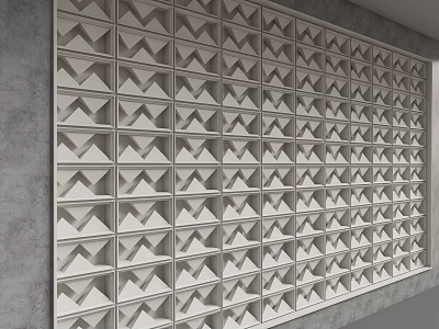 Modern 3D Geometric Wall Design With Textured Panel Arrangement In Light Gray Interior 3d model