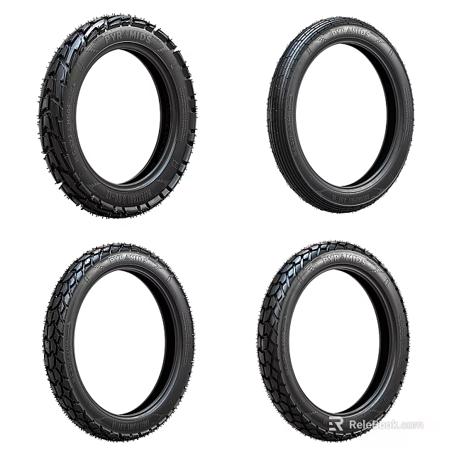 Decorative Ornament Set With Four Black Tires For Home Decoration 3d model 