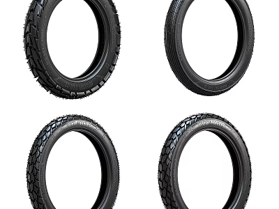 Decorative Ornament Set With Four Black Tires For Home Decoration 3d model