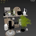 Elegant Kitchenware Setup With Stainless Steel Pots Cutting Boards Knives And Glassware On Shelf