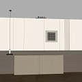 Modern Bed Background Wall With White Cabinets Decorative Painting And Upholstered Headboard