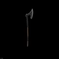 Metal Axe With Leather Wrapped Wooden Handle And Sharp Blade Design
