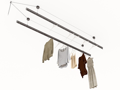 Modern clothes pole manual lifting clothes pole 3d model