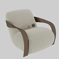 Stylish Modern Single Chair With Light Fabric Upholstery And Metallic Armrests