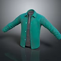 Green Stylish Long Sleeve Collared Shirt With Button Front Design 3d model