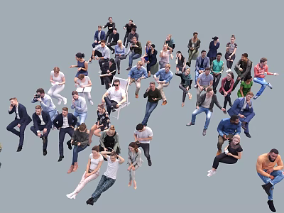 Group of People with Diverse Poses as Creative Design Elements Collection 3d model