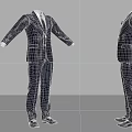 Man Dressed In Dark Pinstripe Suit With Different Arm Positions