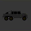 Metallic Gray 6x6 Off Road Vehicle With Roof Rack And Yellow Headlights