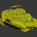 Vibrant Green 3D Landscape Model With Lush Forest Trees And Floating Clouds