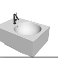 Two Modern White Square Ceramic Washbasins with Black Faucets Design