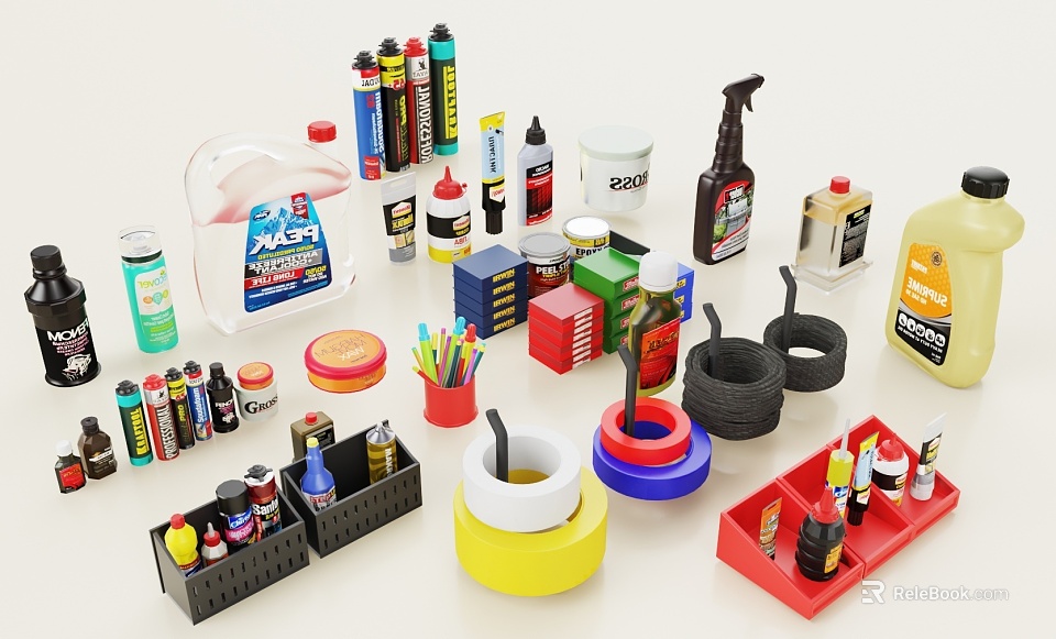 Diverse Hardware Tools Collection With Storage Organizers And Essential Equipment For Home Use 3d model 