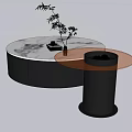 Modern Marble Coffee Tables With Black Base Glass Top Green Plant Gold Decor And Book