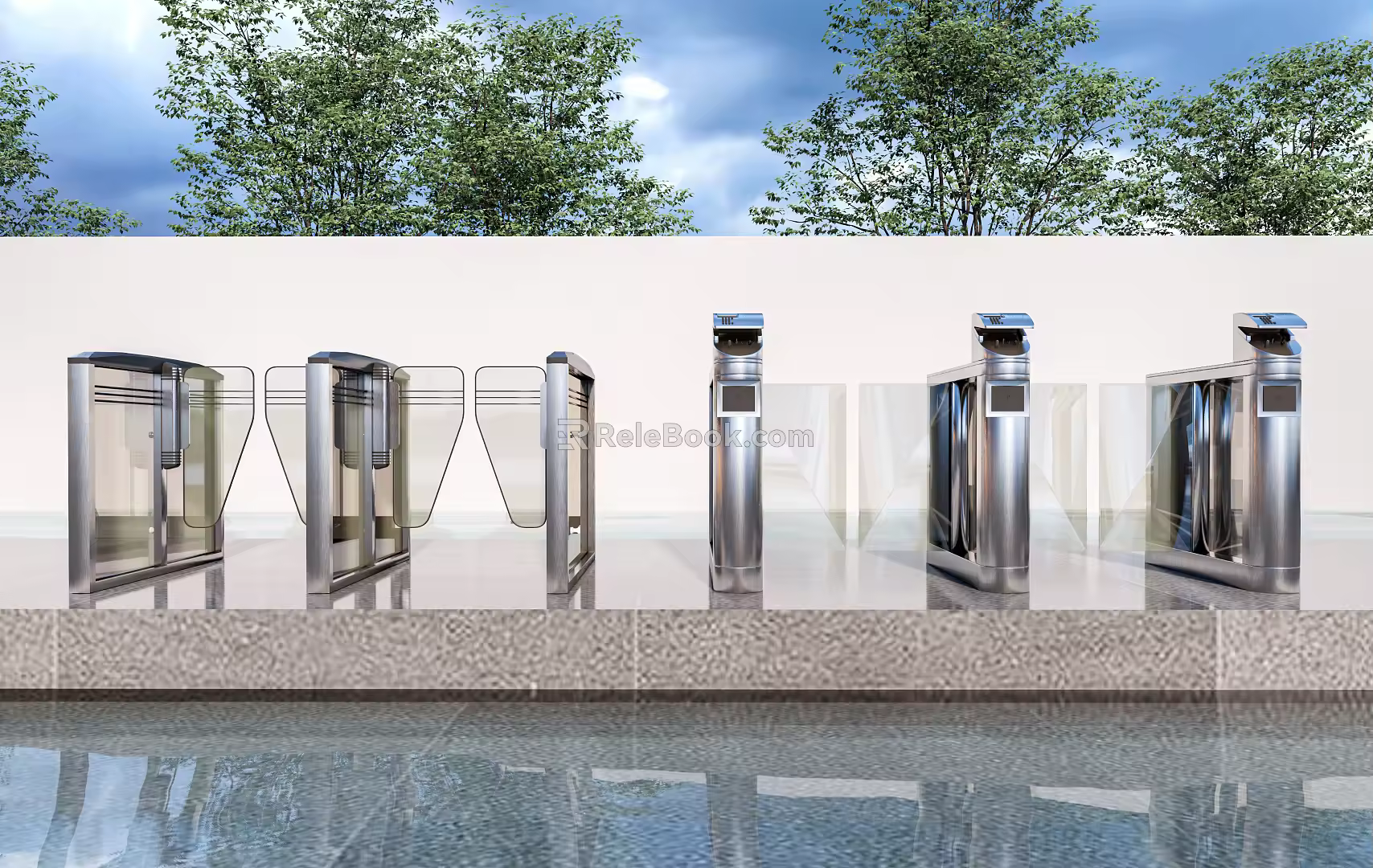 Modern gate access control door access control machine road gate induction door 3d model