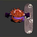 Cartoon Girl With Red Hair Wearing White Top Purple Skirt Purple Wristbands And Skateboard