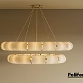 Modern Luxury Poliform Pendant Light With Double layer White Lampshade And Gold Frame