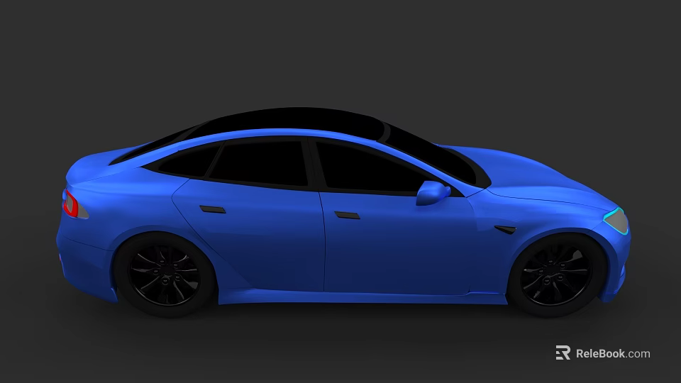 Blue Modern Sedan Exterior With Sleek Design Black Wheels And Aerodynamic Shape 3d model 