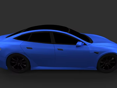 Blue Modern Sedan Exterior With Sleek Design Black Wheels And Aerodynamic Shape 3d model