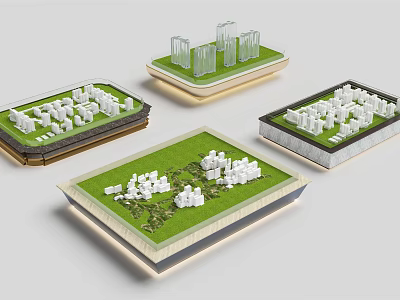 Commercial Equipment For Architectural Scale Models With City Design And Green Spaces 3d model