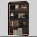 Modern Display Shelf with Multiple Bags and Gift Wrapped Boxes in Various Colors