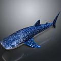 Whale Shark With Smooth Blue Body White Spots And Stripes On Dark Background